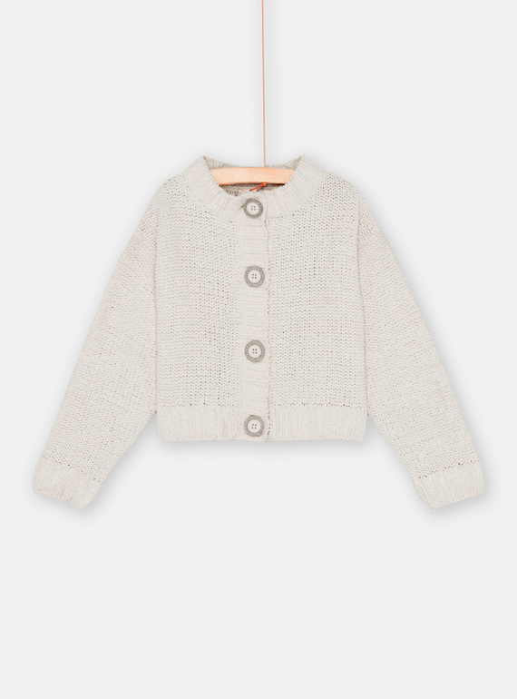 Girl's ecru button cardigan SAYJOCAR3 / 23W901M3CAR001